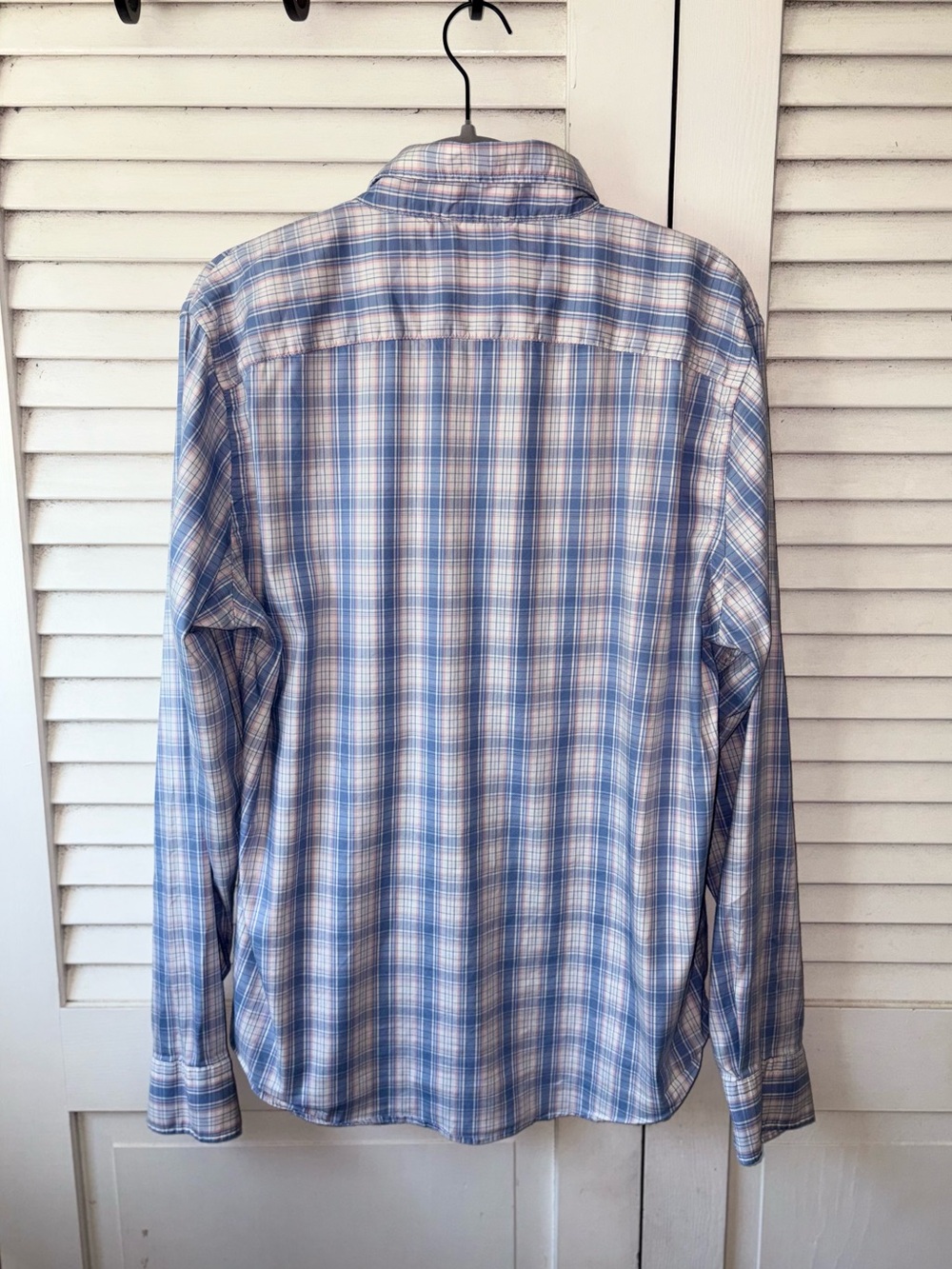 Faherty Movement Plaid Button Down Shirt Large Blue Pink Supima Cotton Stretch - Picture 4 of 6